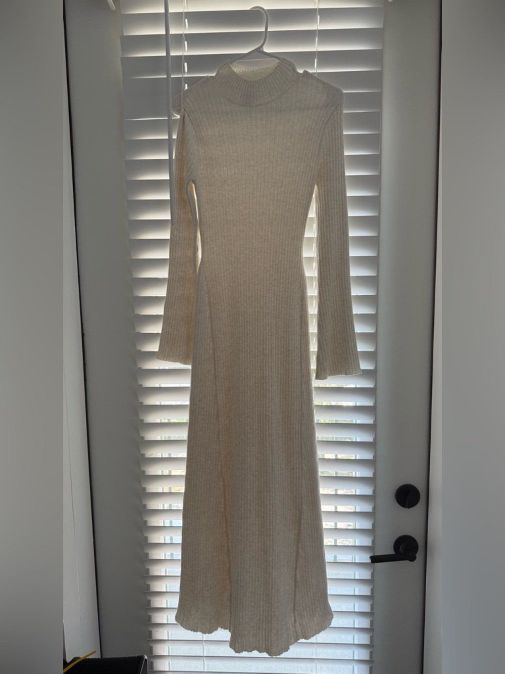 a new day Cream Ribbed Long-Sleeve Maxi Dress